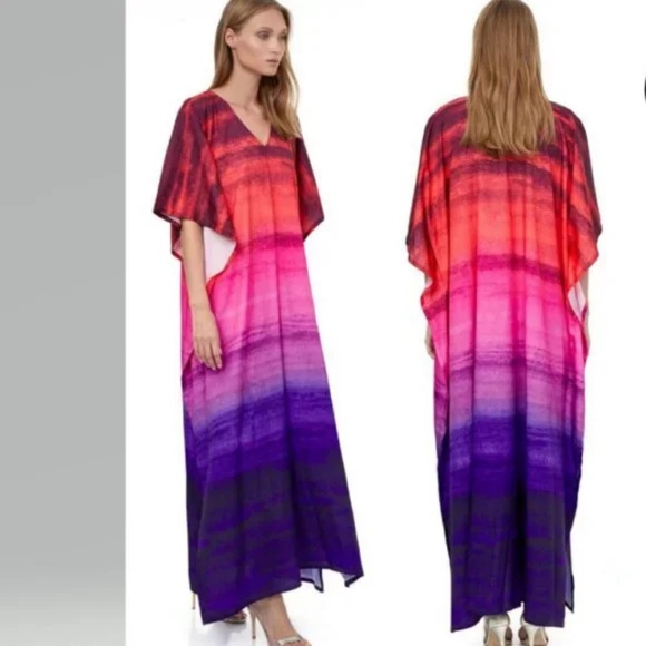 NWT GOTTEX TWILIGHT MAXI CAFTAN COVER UP DRESS O/S